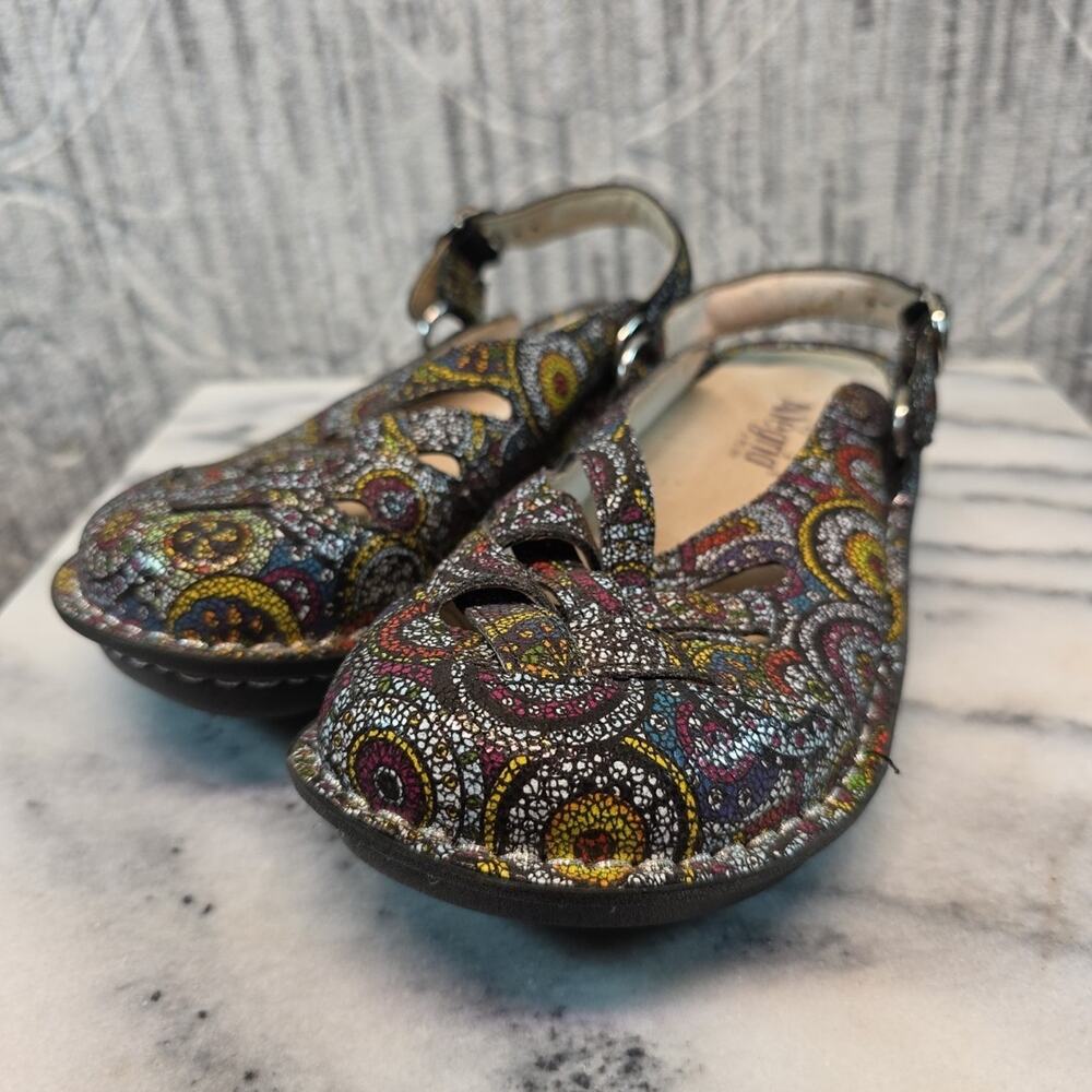 Alegria Clogs Womens Size 37 Fre-325 Rainbow Mosaic Leather Multicolor
